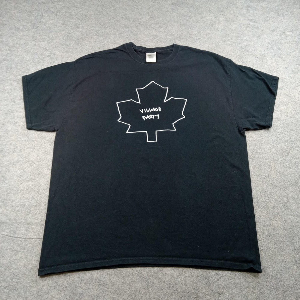 Village Party Shirt Mens XL Black Maple Leaf Graphic Tee Heavy Cotton‎ Canada